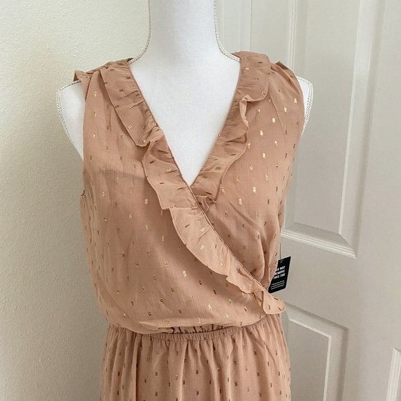 Express Metallic Clip Dot Ruffle Maxi Dress Sz Med - Picture 4 of 7